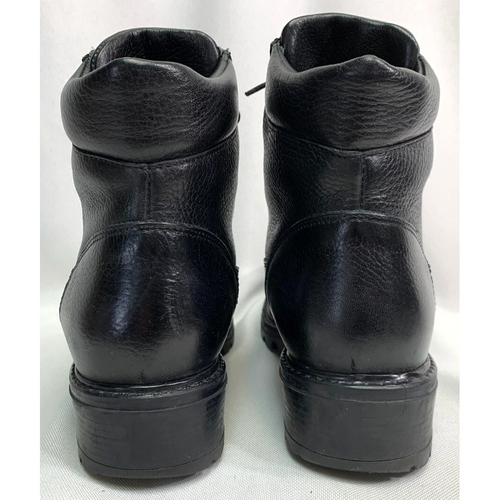 L.L Bean Women's Black Leather Lug Sole Lace Up Combat Ankle Boots Size 8 - Picture 4 of 6